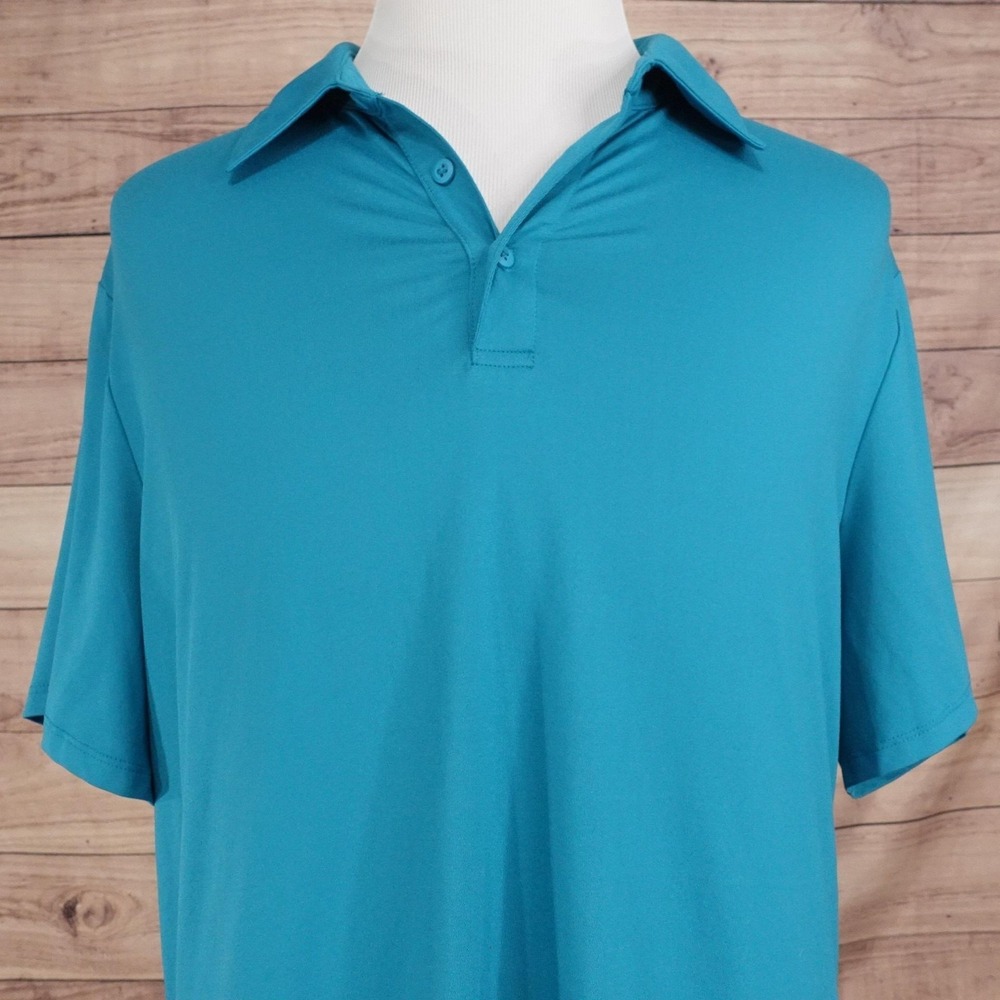 All In Motion Polo Shirt Mens 2XL Blue Polyester Spandex Short Sleeve Golf